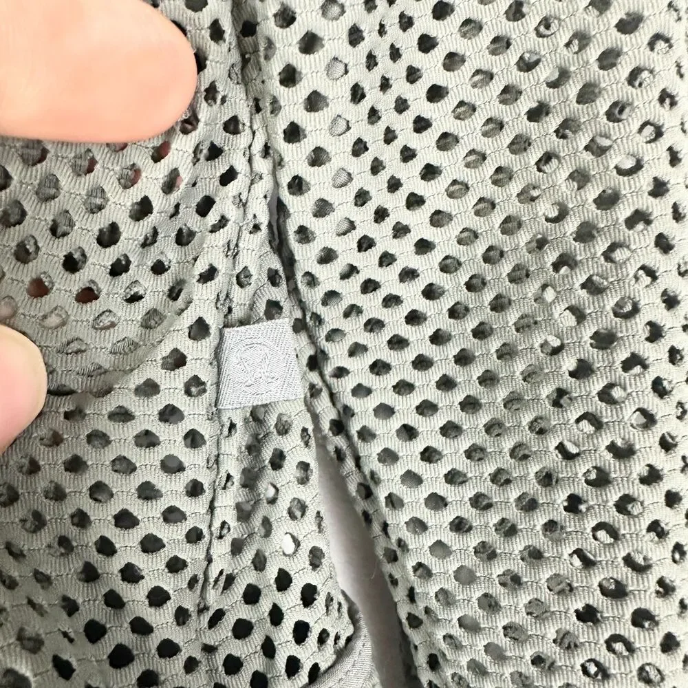 Lululemon Women's Relaxed Fit Mesh Jacket Size 6 Grey Sage Hooded Open Knit